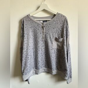 Splendid NWOT Speckled Lounge Sweatshirt Henley Sleep Top Pajamas Gray Sz XXL